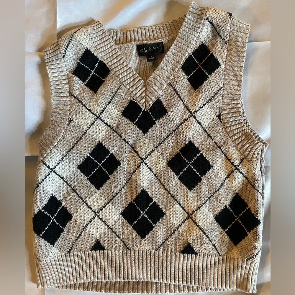plaid v neck vest